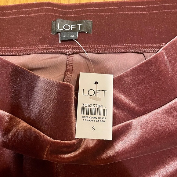 Loft Straight Leg Velvet Taper Pants- Color: Wine, Size: Small - Picture 4 of 8